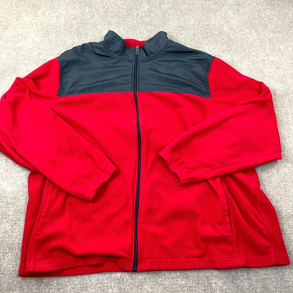 Starter Fleece Jacket Mens 2XL‎ Black Red Mock Neck Full Zip Streetwear Casual